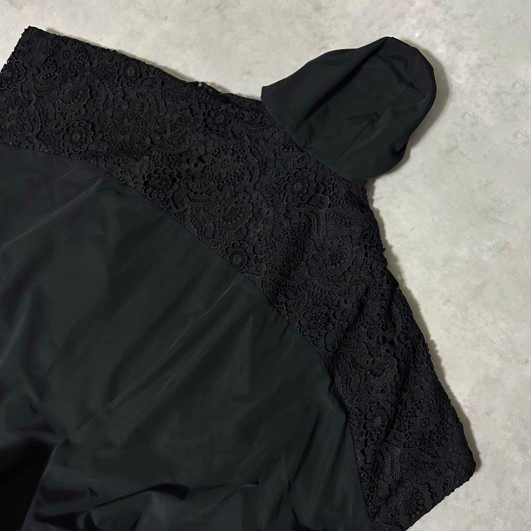 未使用級✨ 現行品 アドーア グログランレースコンビポンチョ コート 黒