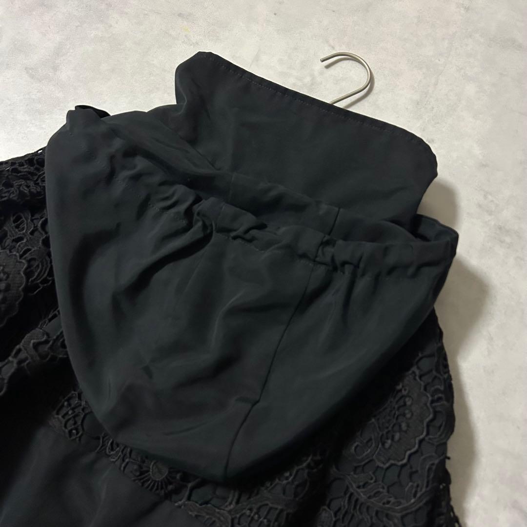 未使用級✨ 現行品 アドーア グログランレースコンビポンチョ コート 黒