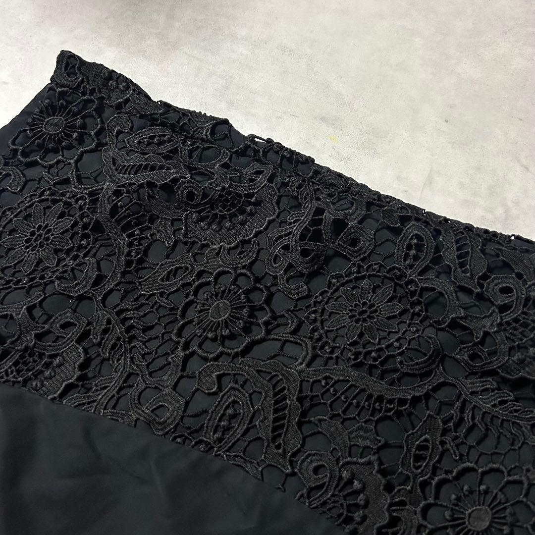 未使用級✨ 現行品 アドーア グログランレースコンビポンチョ コート 黒