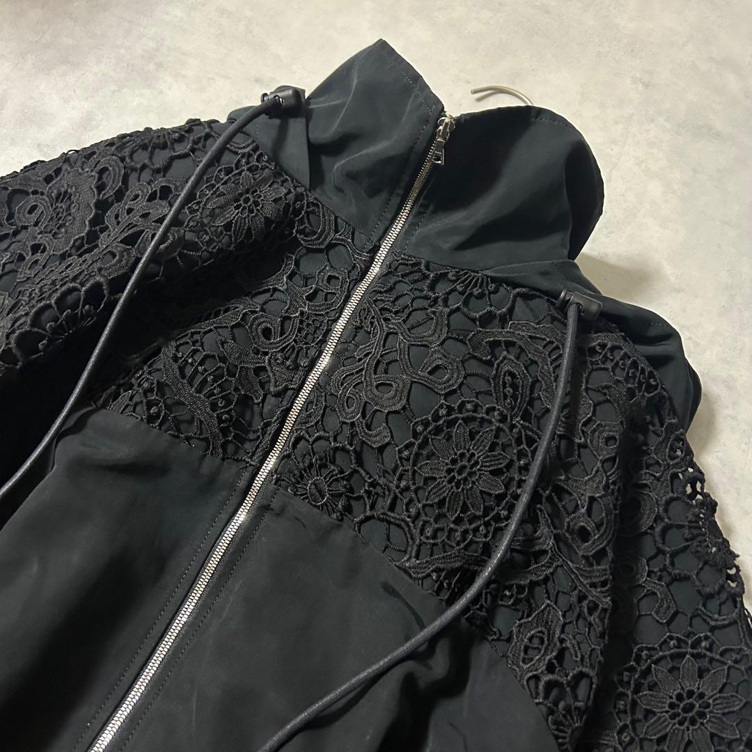 未使用級✨ 現行品 アドーア グログランレースコンビポンチョ コート 黒