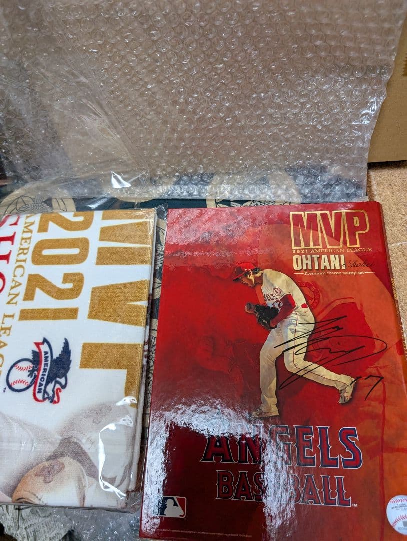 大谷翔平タオルMVP受賞記念品サインハガキセット、