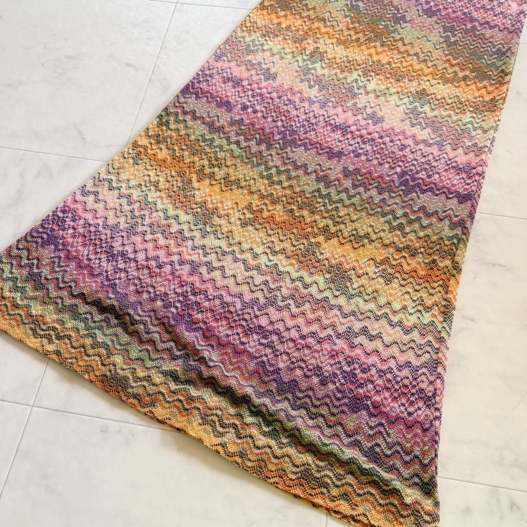 極美品★ミッソーニ 高級オレンジタグ ロングワンピーサマーニット マルチカラー