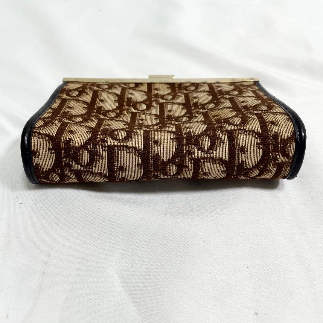 美品 クリスチャンディオール キャンバス トロッター柄 クラッチバッグ がま口