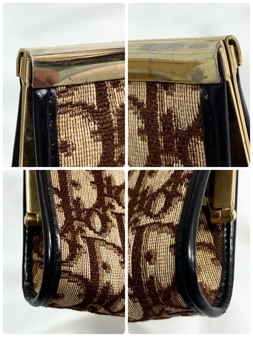 美品 クリスチャンディオール キャンバス トロッター柄 クラッチバッグ がま口