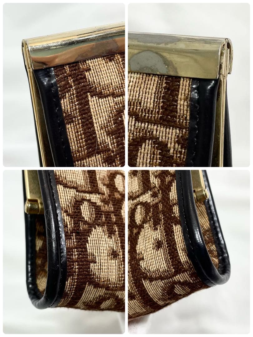 美品 クリスチャンディオール キャンバス トロッター柄 クラッチバッグ がま口
