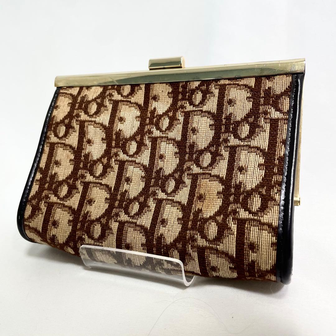 美品 クリスチャンディオール キャンバス トロッター柄 クラッチバッグ がま口