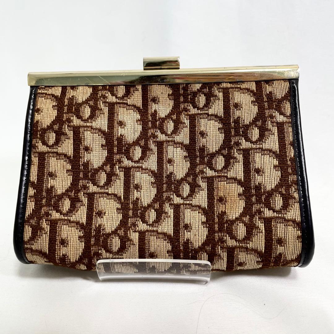 美品 クリスチャンディオール キャンバス トロッター柄 クラッチバッグ がま口