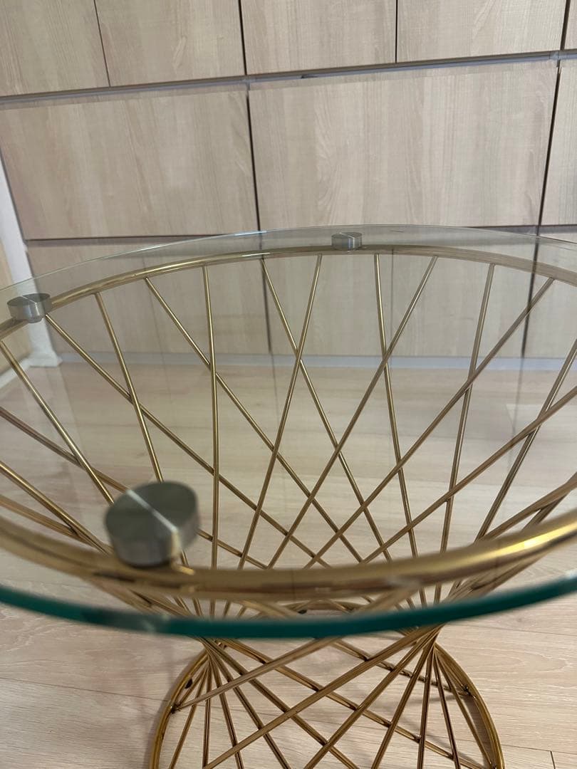 Francfranc マーリア サイドテーブル （クリア×ゴールド