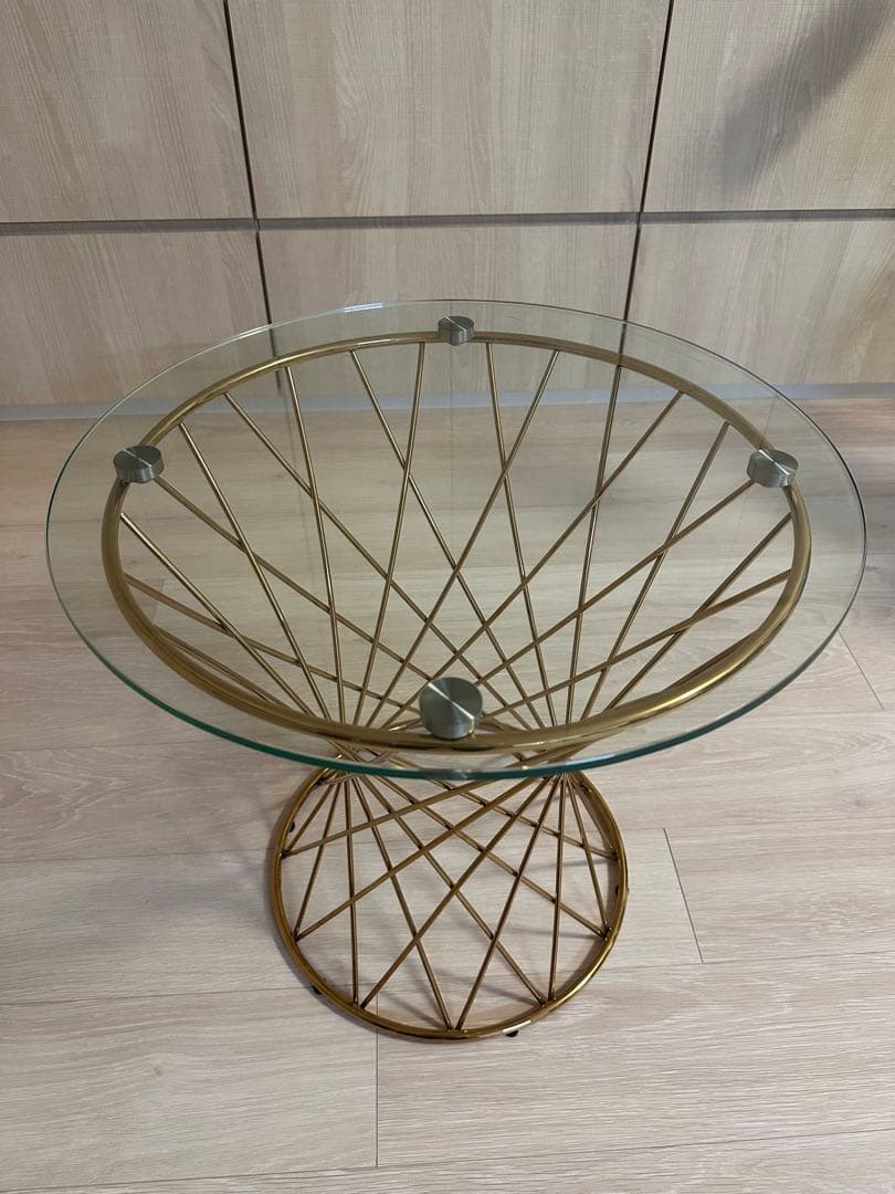 Francfranc マーリア サイドテーブル （クリア×ゴールド