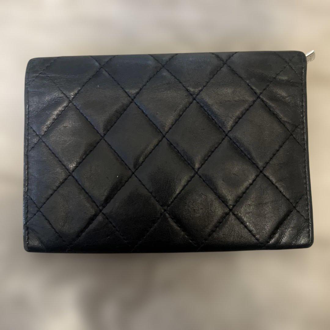 CHANEL シャネル カンボンライン レザー 二つ折り財布 コンパクト財布