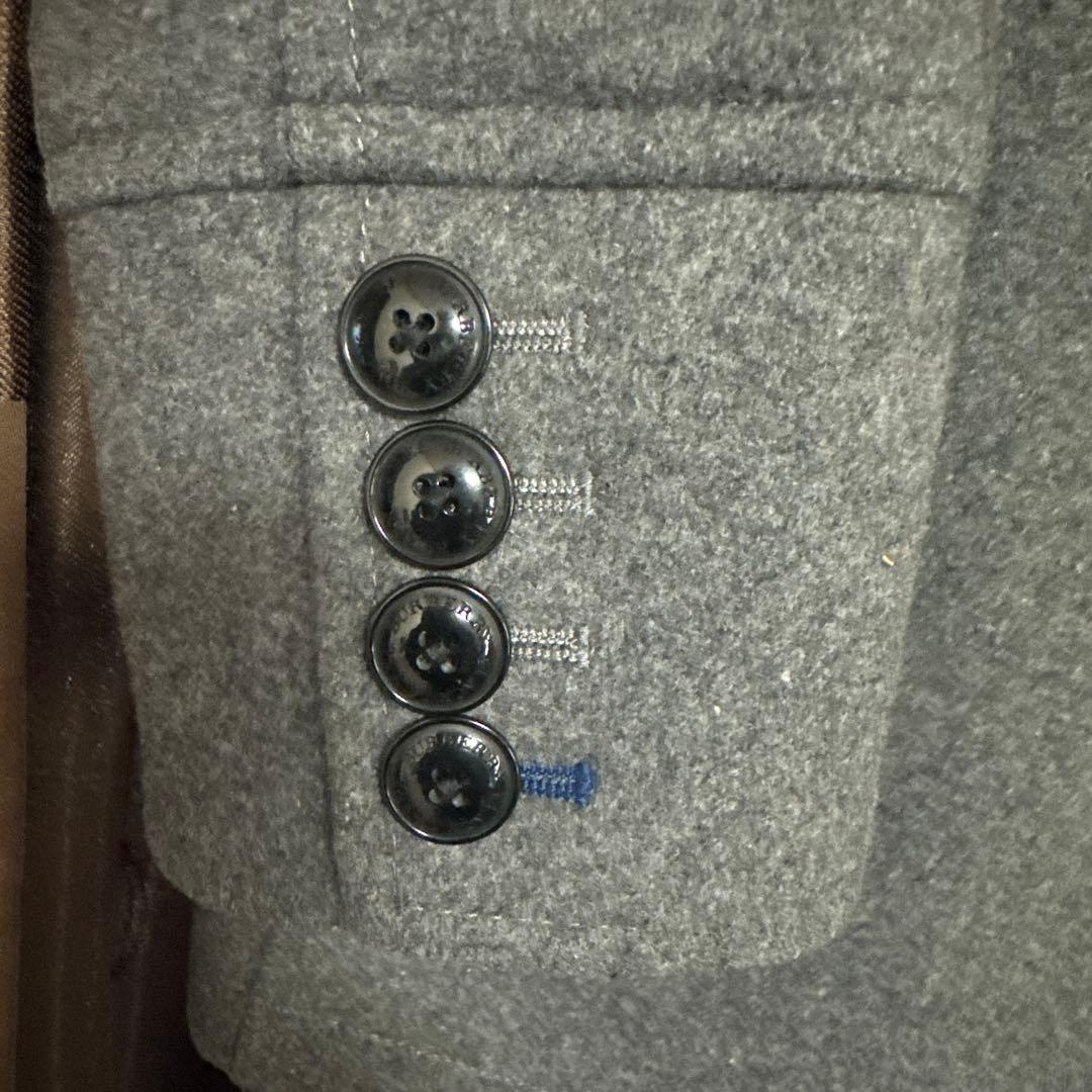 美品　バーバリーブラックレーベル グレー ウール ピーコート