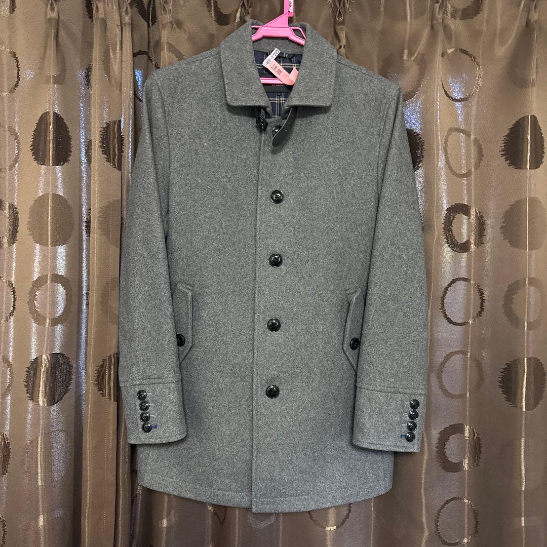 美品　バーバリーブラックレーベル グレー ウール ピーコート