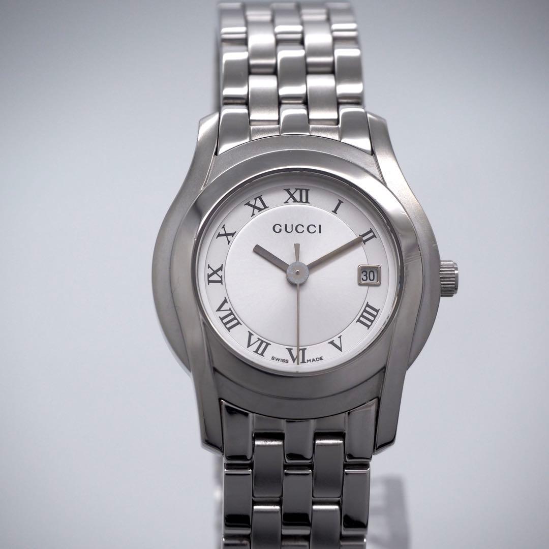 314 稼働 GUCCI 時計　レディース 5500L シルバー デイト　ローマ