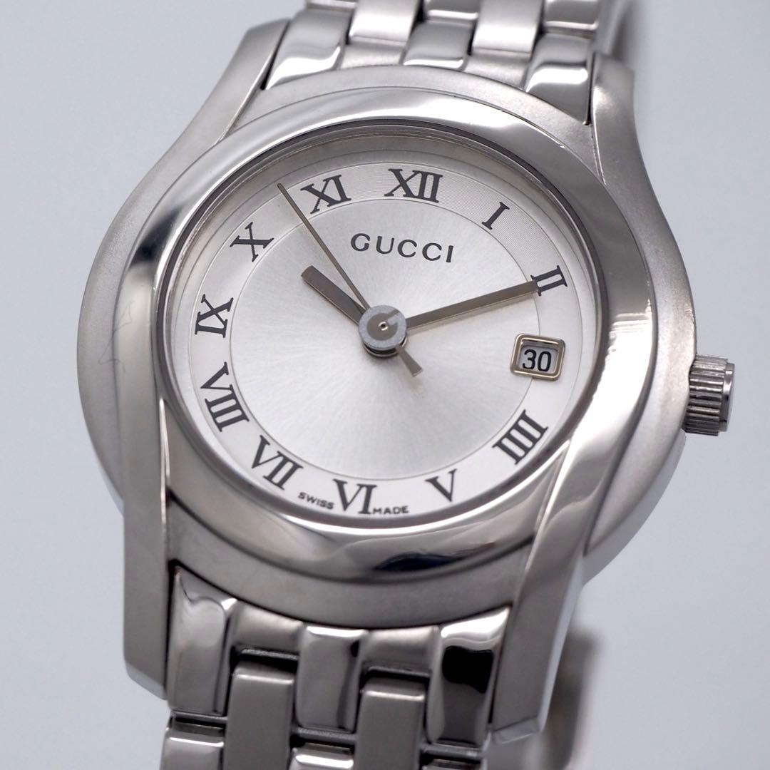 314 稼働 GUCCI 時計　レディース 5500L シルバー デイト　ローマ