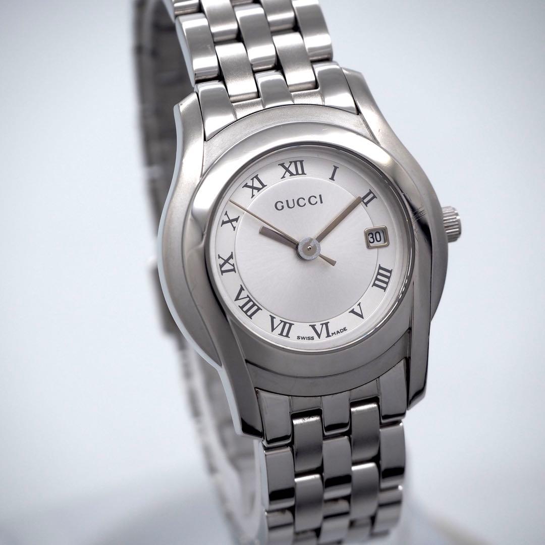 314 稼働 GUCCI 時計　レディース 5500L シルバー デイト　ローマ