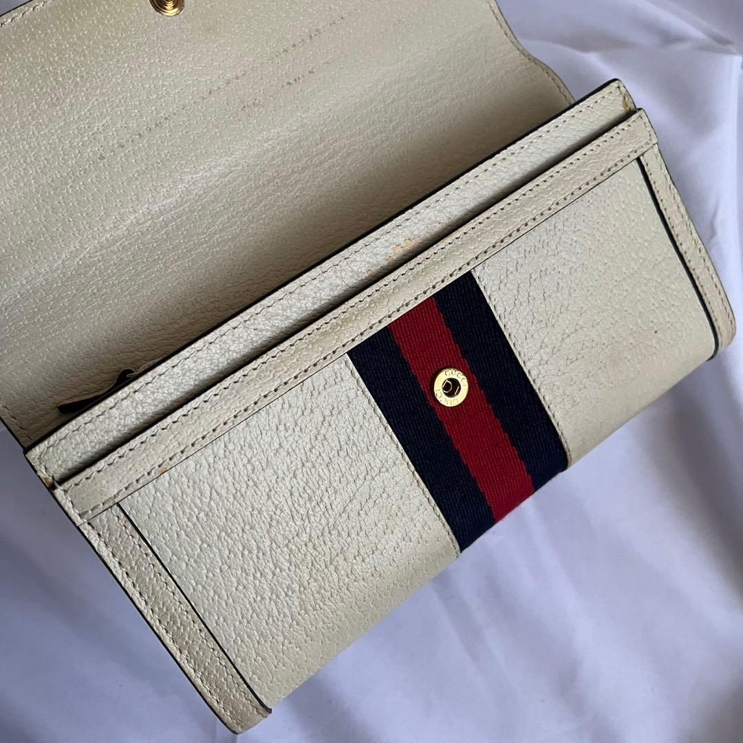 極美品✨　GUCCI 長財布　シェリーライン　ggマーモント　レザー　ホワイト