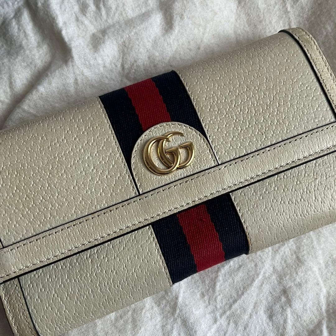 極美品✨　GUCCI 長財布　シェリーライン　ggマーモント　レザー　ホワイト