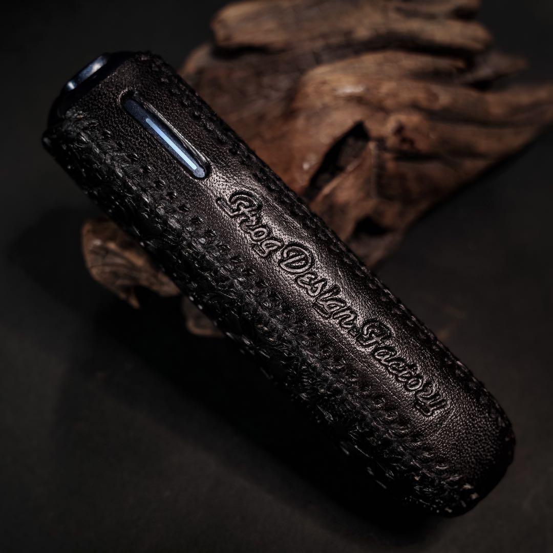 にこ　プルームオーラ 本革製カバー&ステックケースセット〝髑髏 混〟漆黒