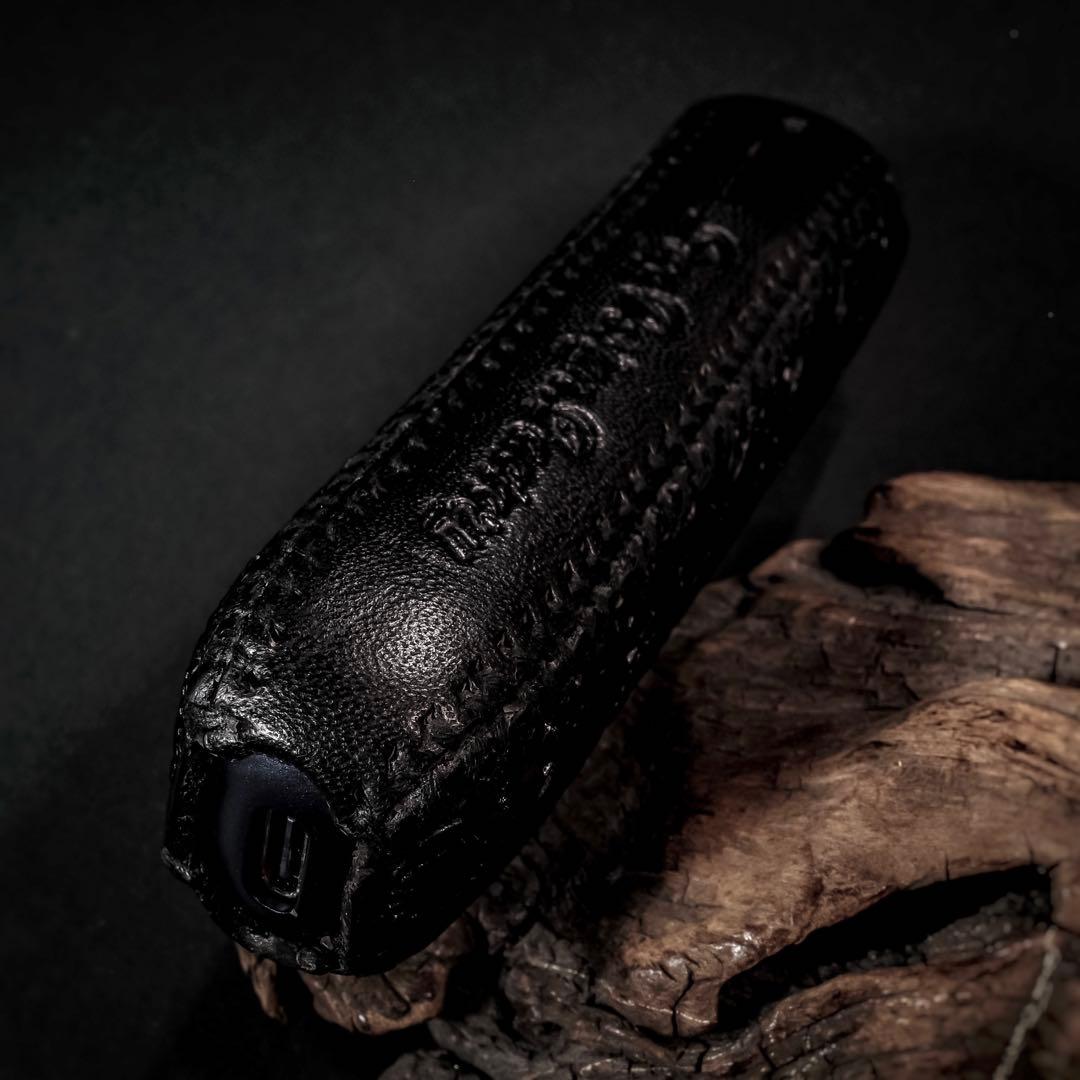 にこ　プルームオーラ 本革製カバー&ステックケースセット〝髑髏 混〟漆黒