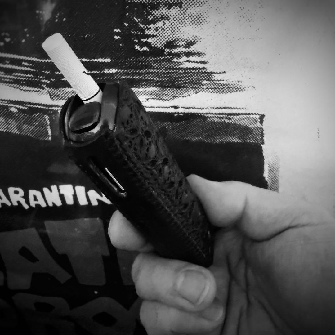 にこ　プルームオーラ 本革製カバー&ステックケースセット〝髑髏 混〟漆黒