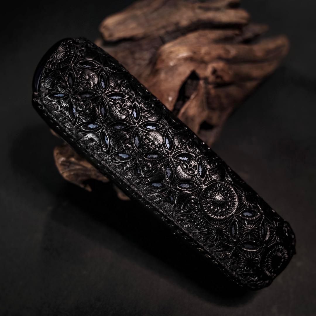 にこ　プルームオーラ 本革製カバー&ステックケースセット〝髑髏 混〟漆黒