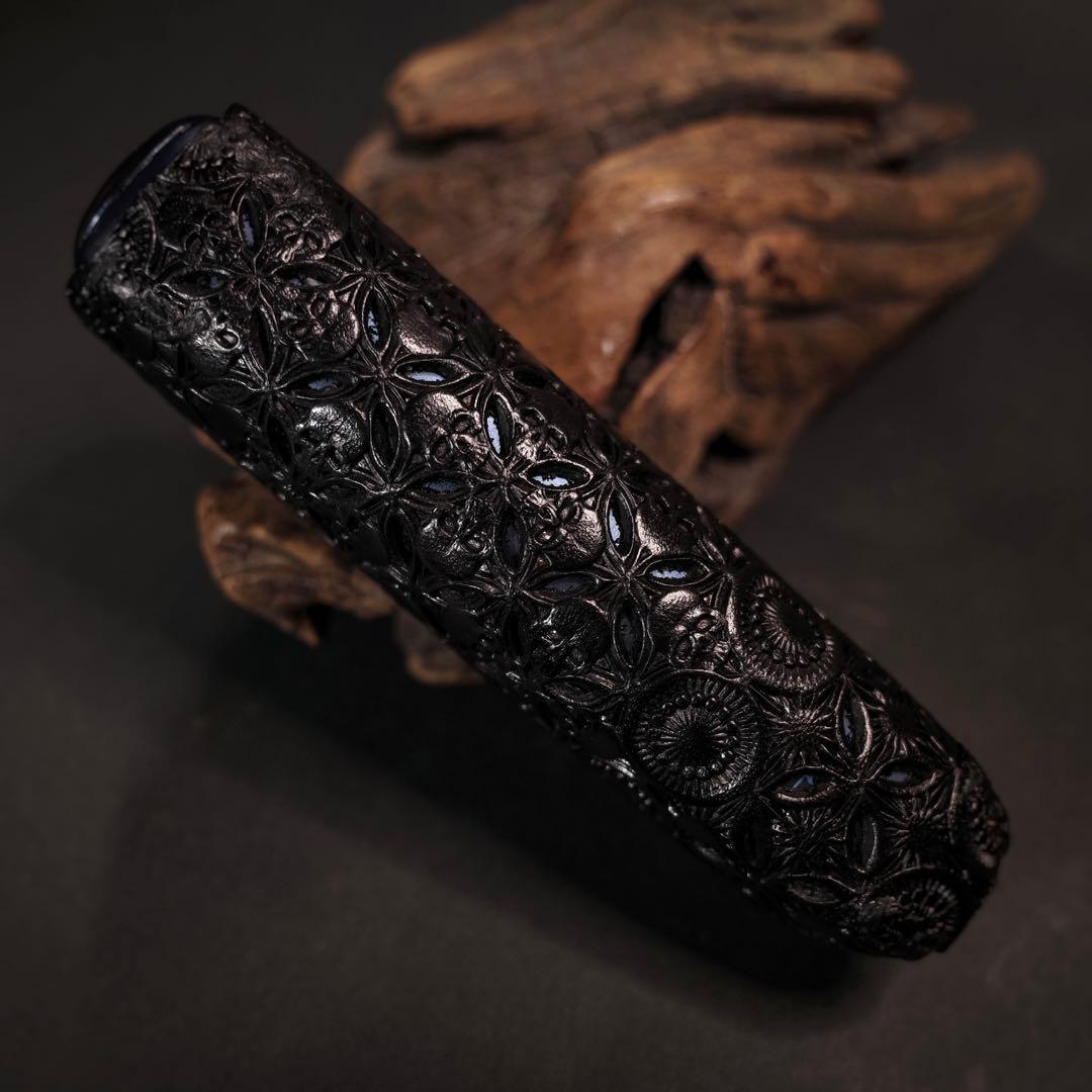 にこ　プルームオーラ 本革製カバー&ステックケースセット〝髑髏 混〟漆黒