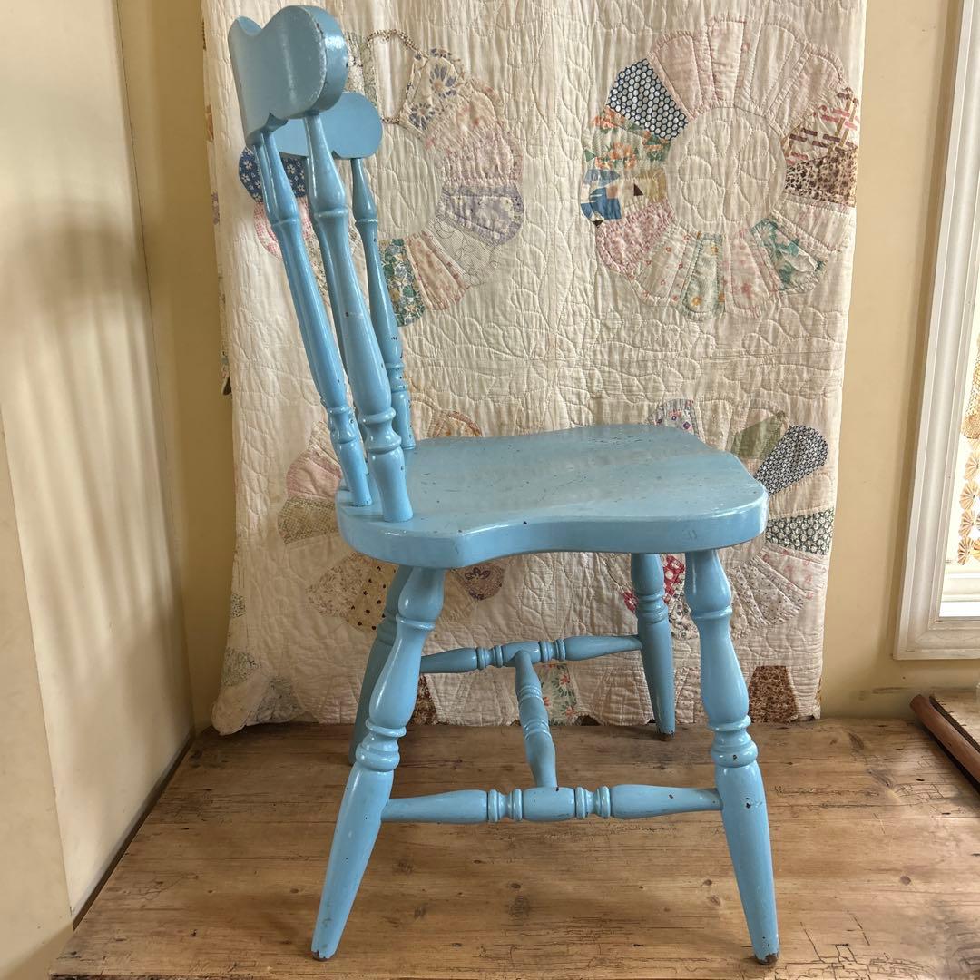 ヴィンテージ　木製チェア　水色