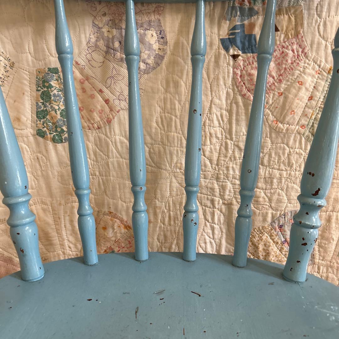 ヴィンテージ　木製チェア　水色