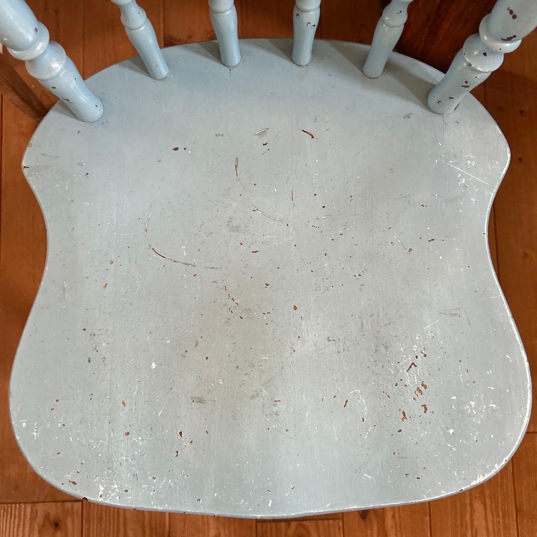 ヴィンテージ　木製チェア　水色