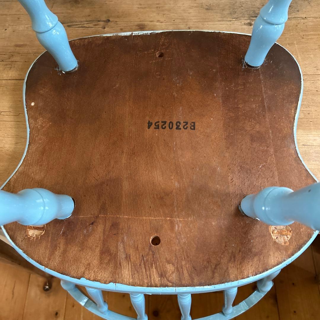 ヴィンテージ　木製チェア　水色