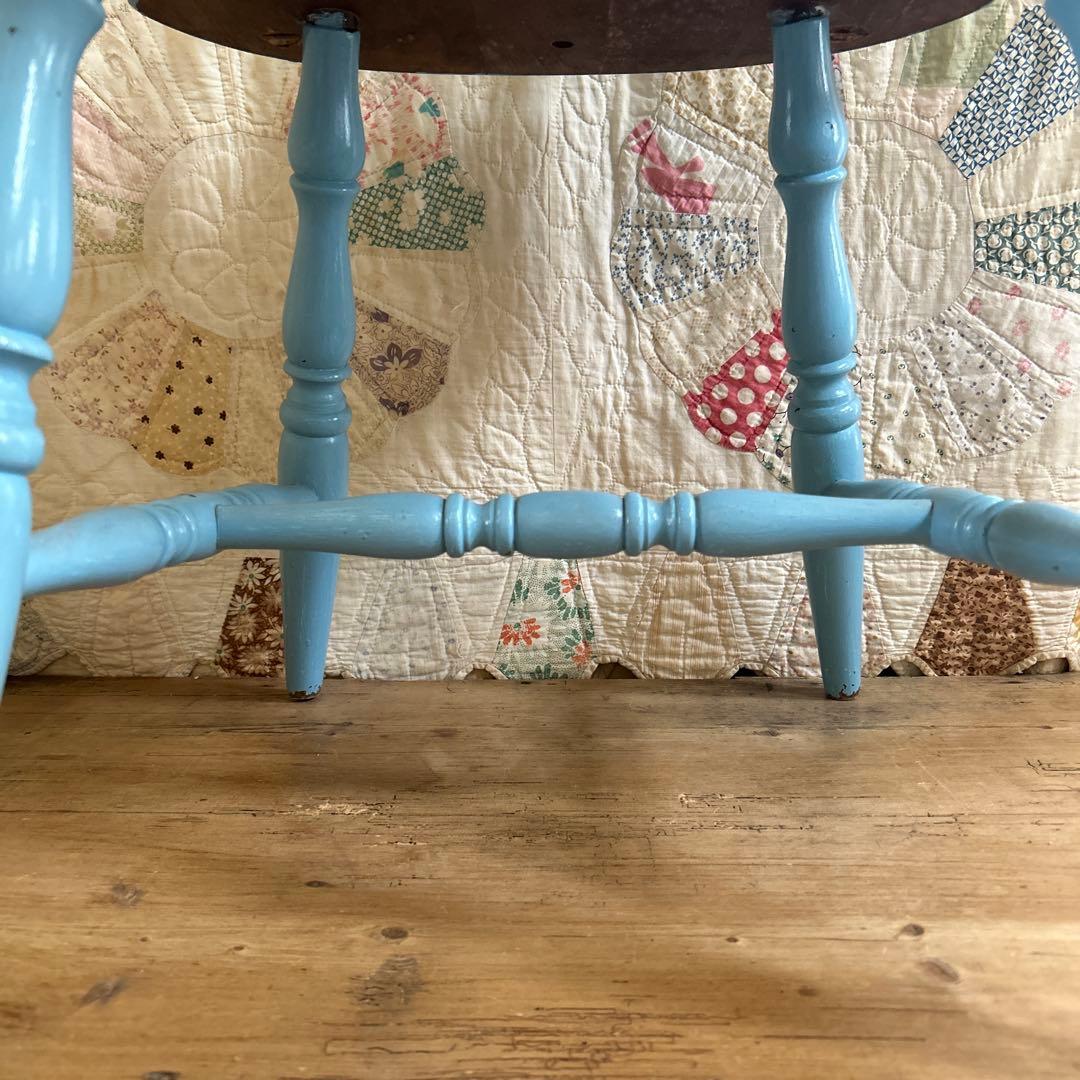 ヴィンテージ　木製チェア　水色