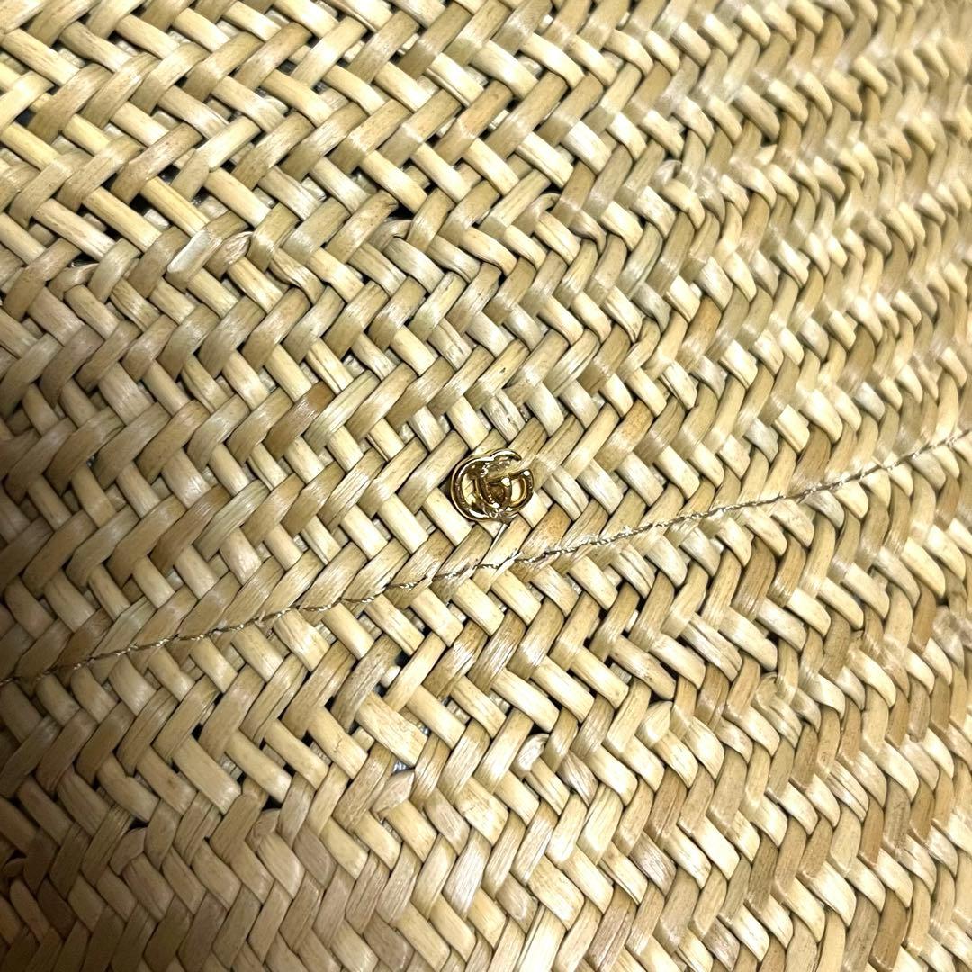 【送料無料】グッチ　GGロゴ　リボン付き　ストロー　クロッシュハット