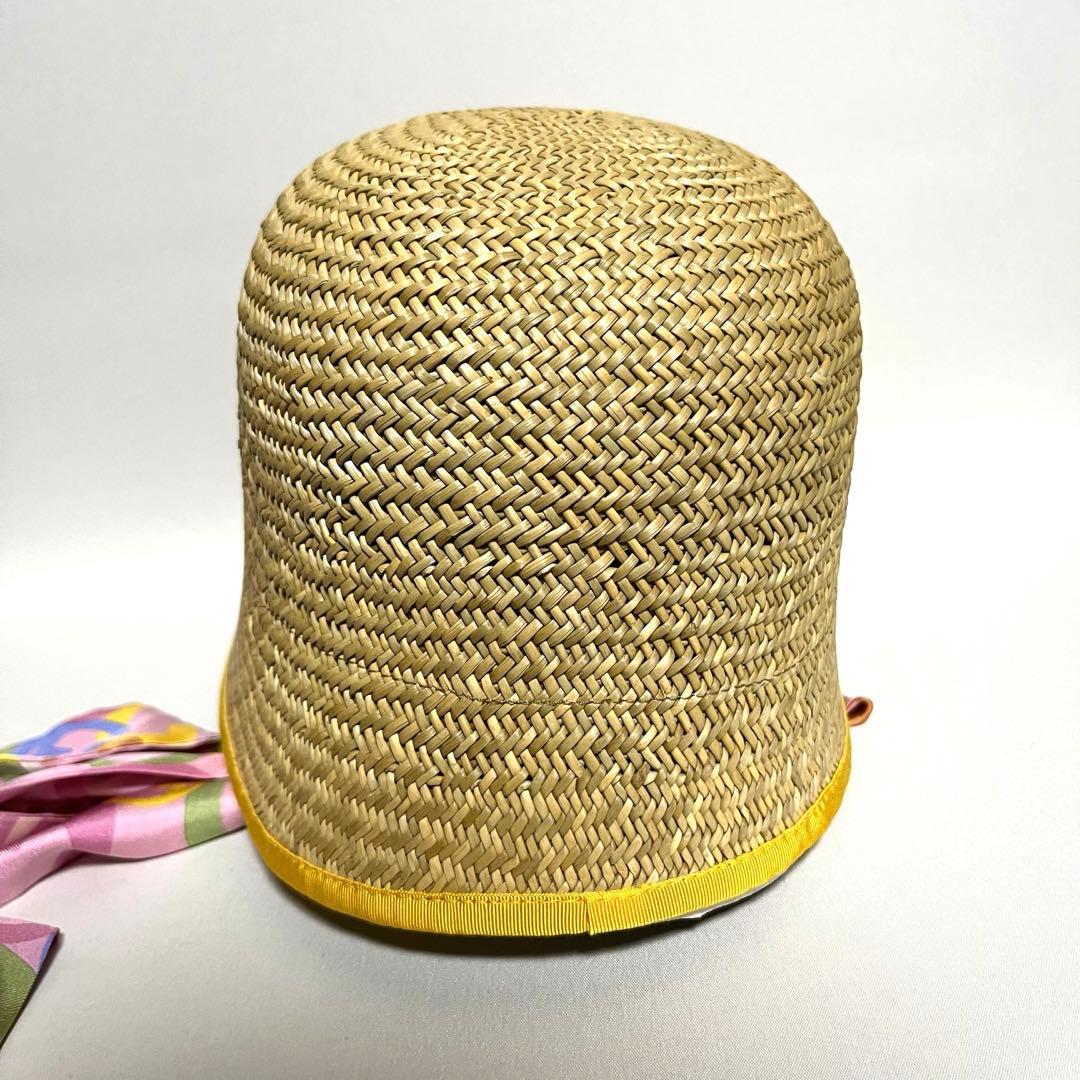 【送料無料】グッチ　GGロゴ　リボン付き　ストロー　クロッシュハット