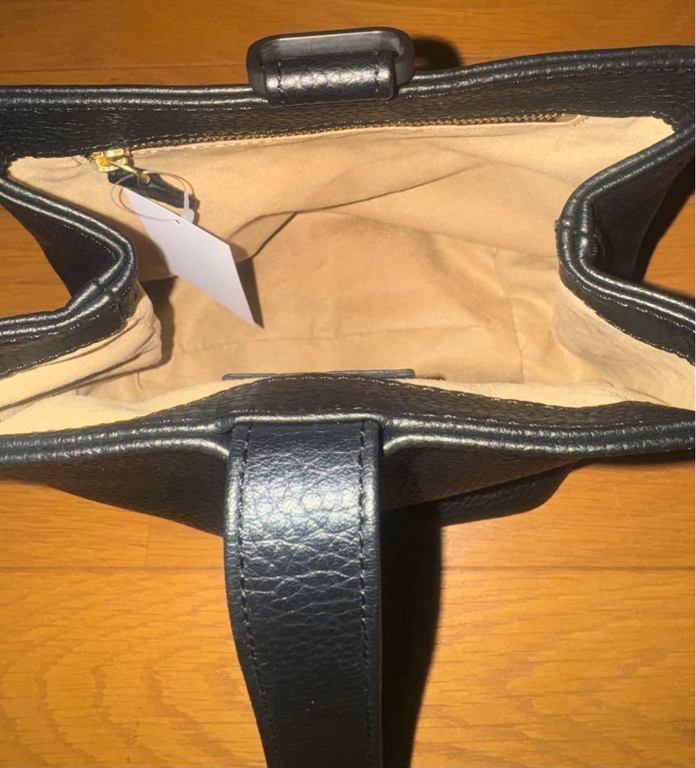 Hush Tug/ハッシュタグ【 巾着 レザーバッグ】ブラック　※未使用