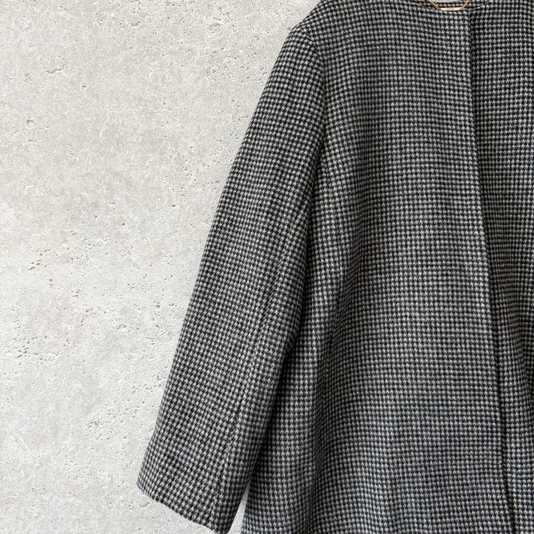 24AW✨CELFORD ノーカラーコート カシミヤ　チェック　38 タグ付き