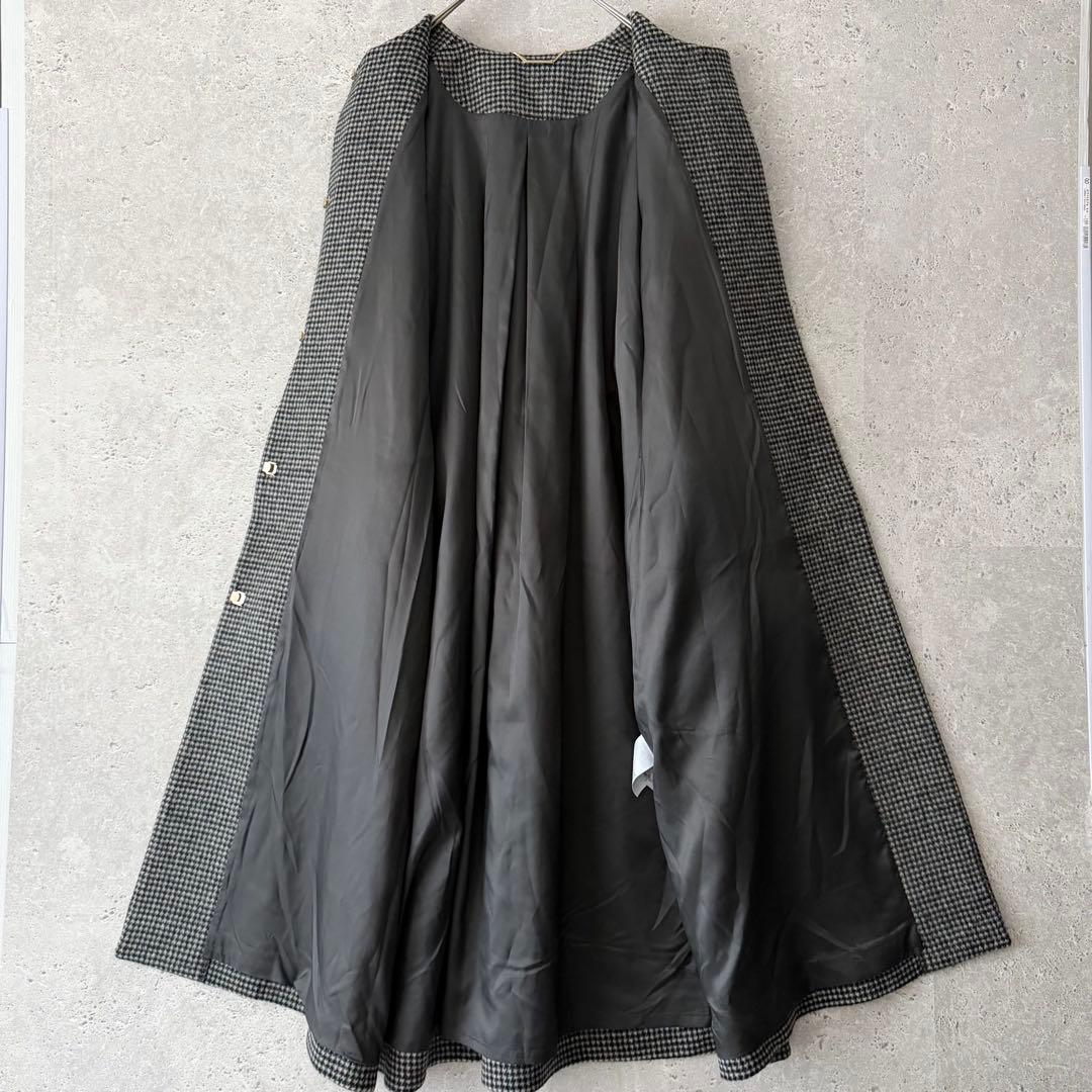 24AW✨CELFORD ノーカラーコート カシミヤ　チェック　38 タグ付き