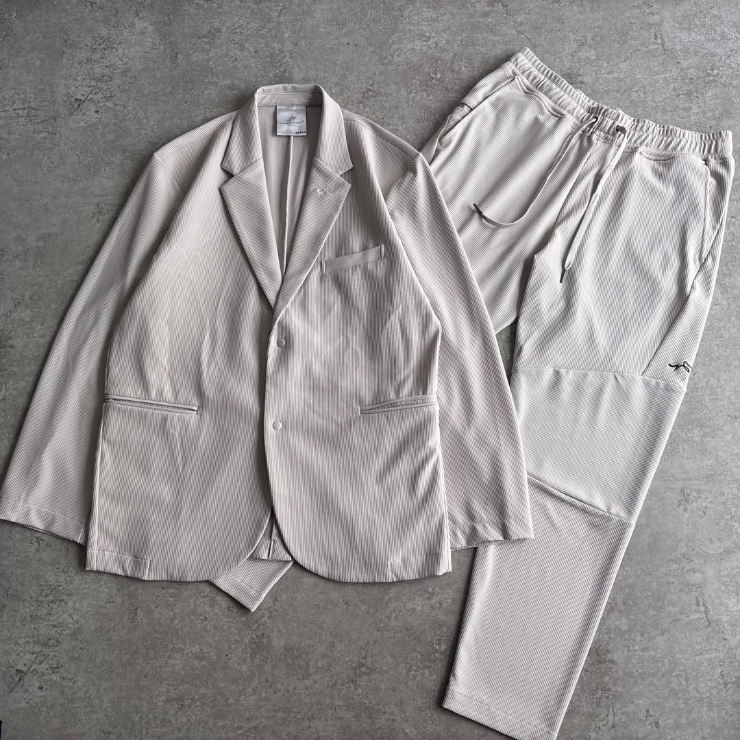 極美品■コール&レスポンス【XL】セットアップ ベージュ ストレッチ プリーツ