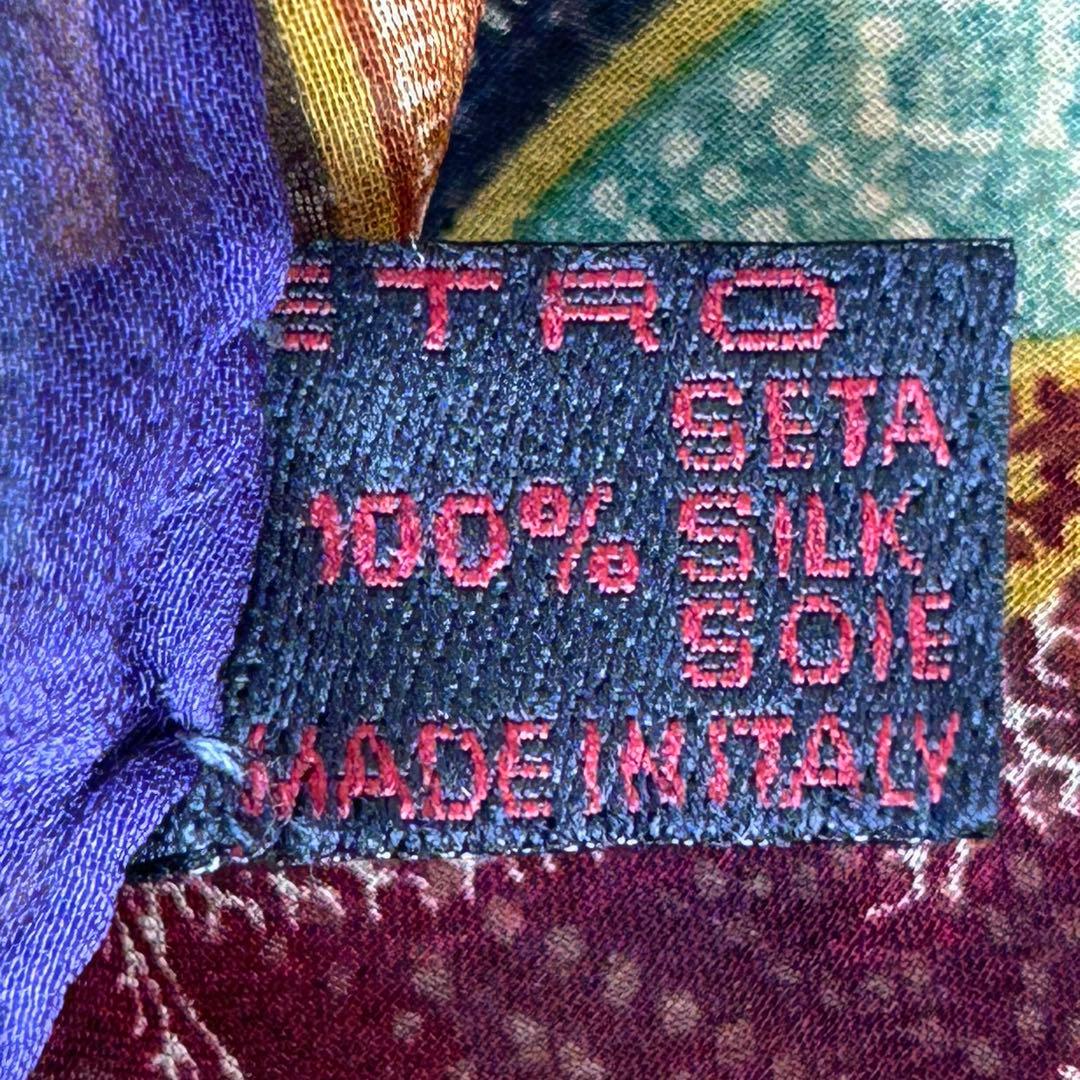 エトロ　シルク100% 大判スカーフ　透け感　ペイズリー　マルチカラー