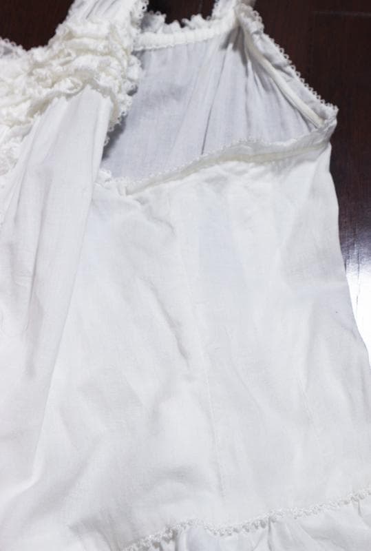 ピンクハウス♡綿ローンの段々フリル♡サテンリボンデザインのキャミソールワンピース