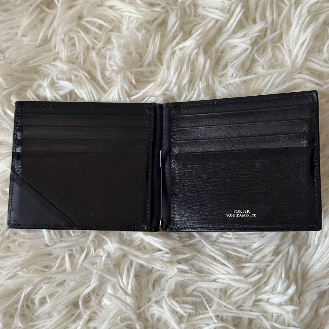 ✨️美品✨️ ポーター マネークリップ ロゴ金具 コンパクト 黒 レザー 箱付き