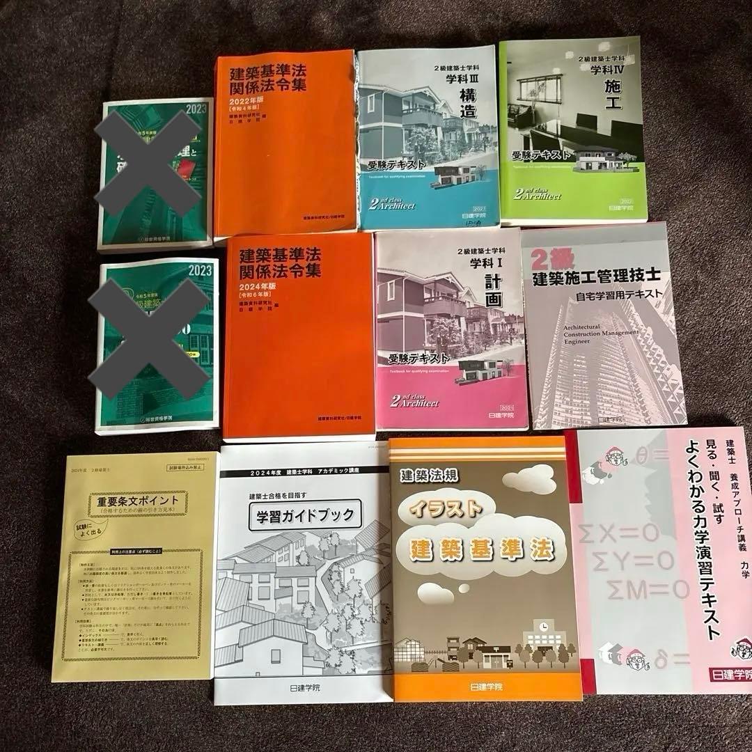 【美品】日建学院⭐︎ 建築士試験対策書籍セット　2021年〜2024年　12冊
