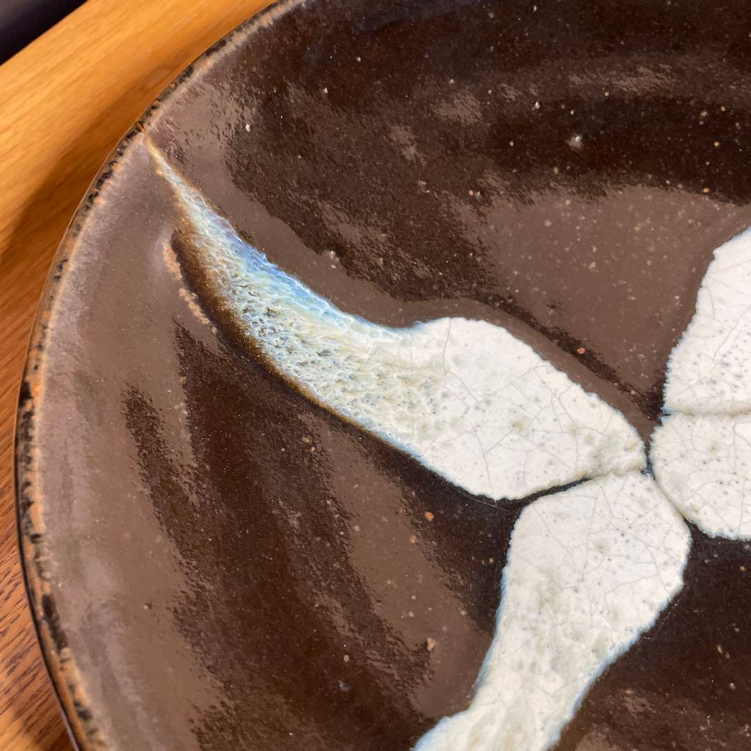 酒津堤窯　（武内晴二郎）　流掛尺皿　共箱