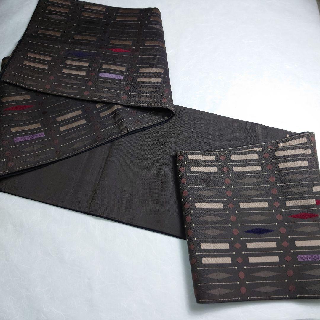 正絹 袋帯 六通柄 モール モダン図案 洒落 逸品 美品
