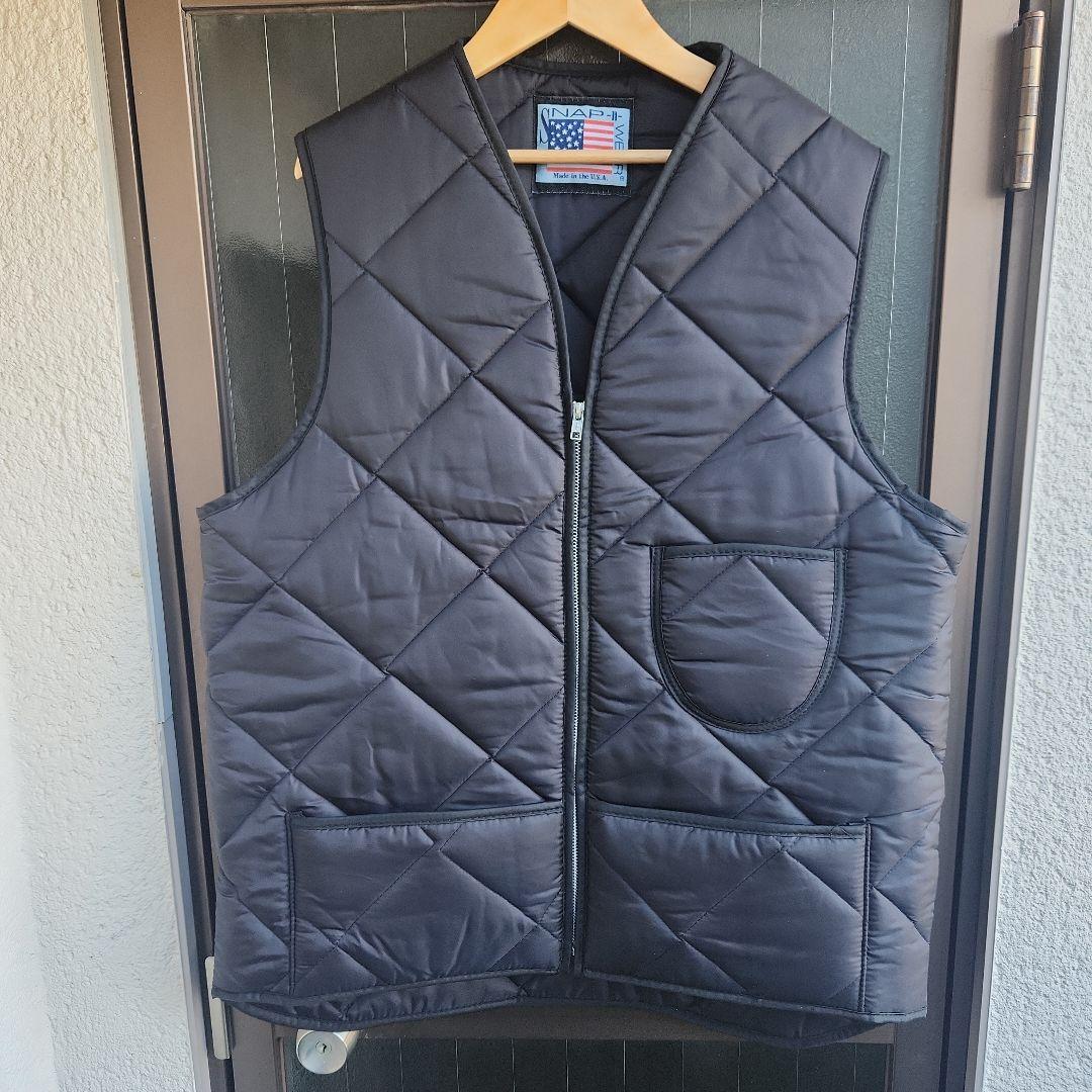 SNAP'N'WEAR USA製 ブラックキルティングベスト サイズM