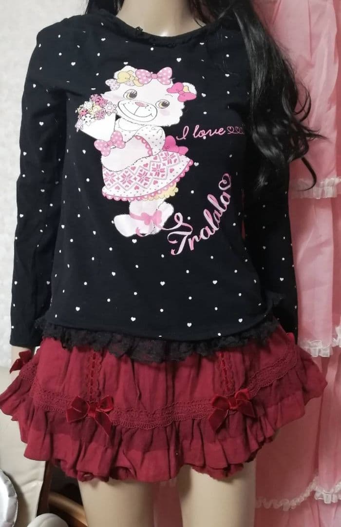 リズリサ　フリル付きワインレッドショートパンツ　バレエコア　fairy core