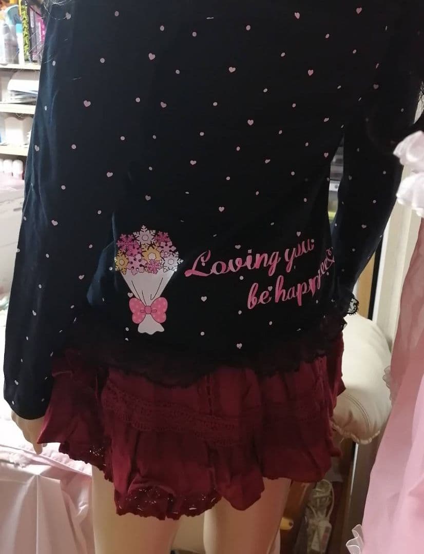 リズリサ　フリル付きワインレッドショートパンツ　バレエコア　fairy core