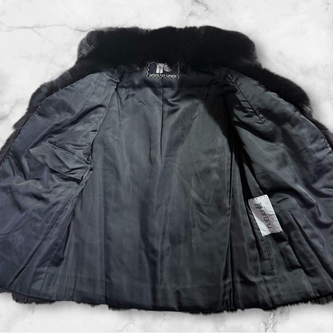 美品✨ ブラックフォックス ショートコート ボリューム満点 毛並み上質 サイズL