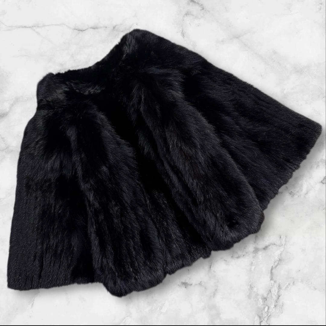 美品✨ ブラックフォックス ショートコート ボリューム満点 毛並み上質 サイズL