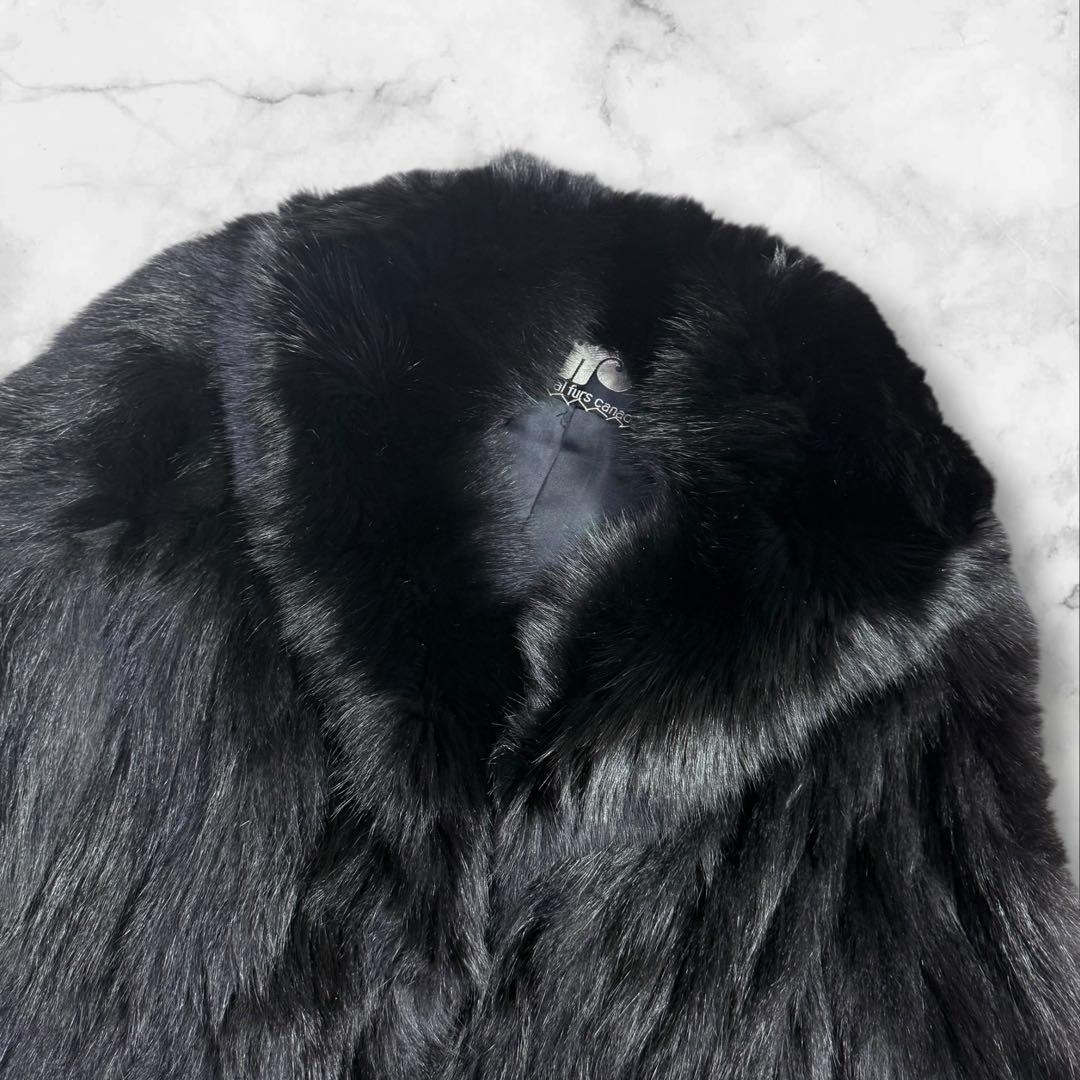 美品✨ ブラックフォックス ショートコート ボリューム満点 毛並み上質 サイズL