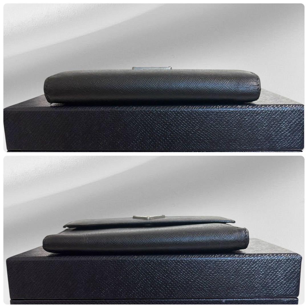 超極美品✨ PRADA プラダ 三つ折り財布 サフィアーノ ブラック 三角ロゴ